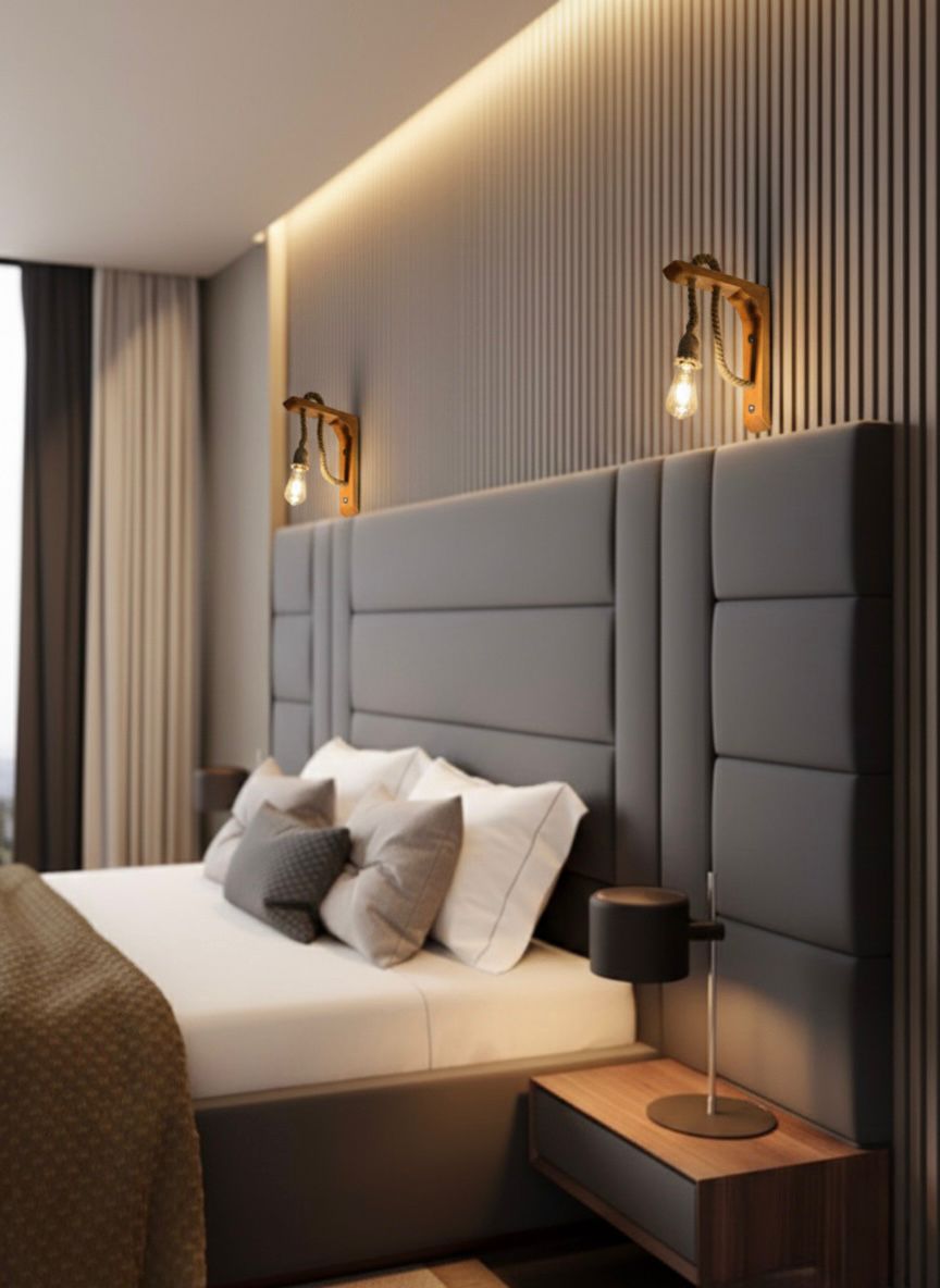 Handcrafted-Wooden Wall Light