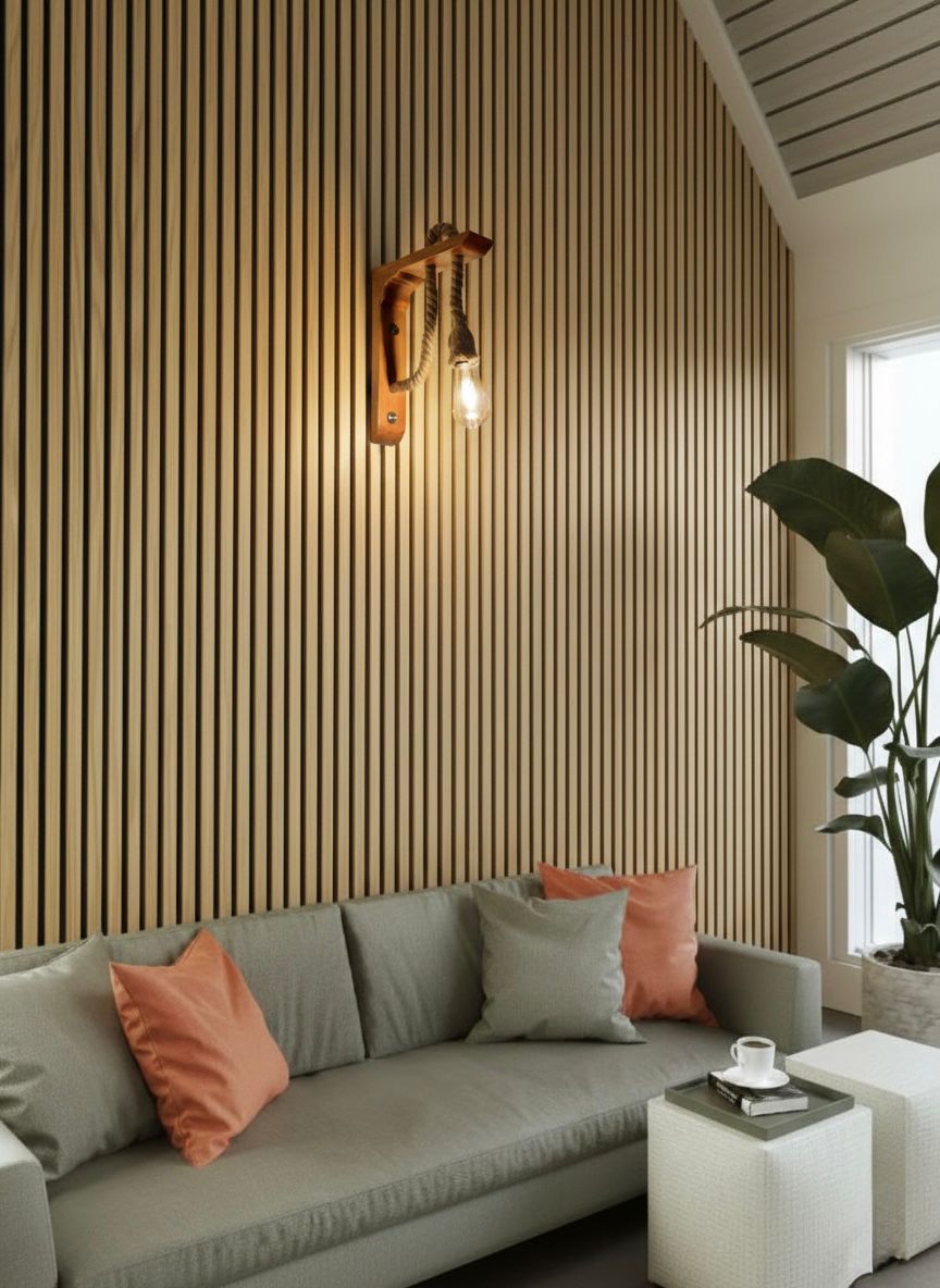 Handcrafted-Wooden Wall Light