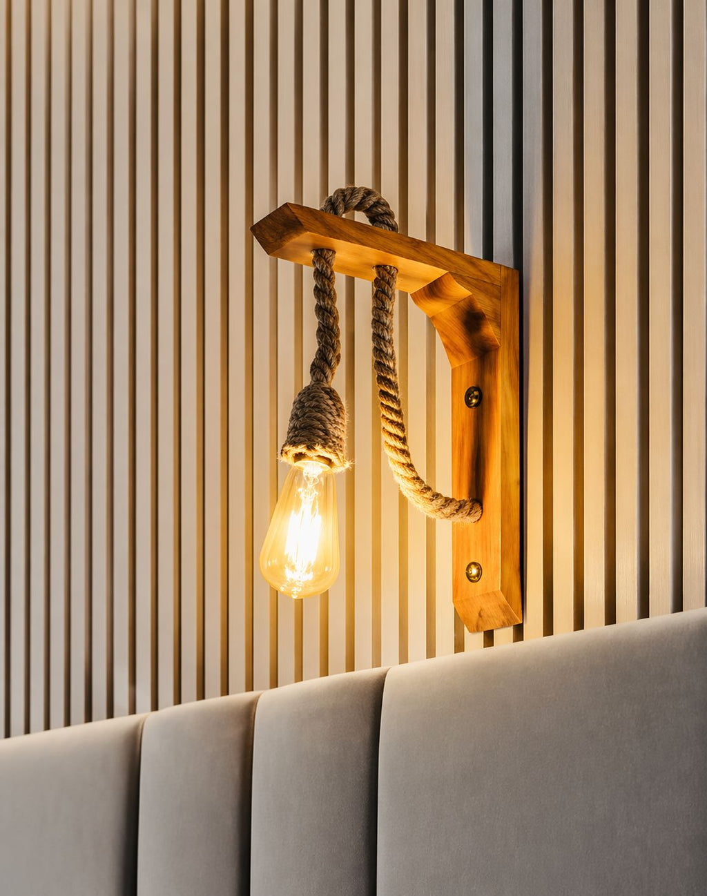 Handcrafted-Wooden Wall Light